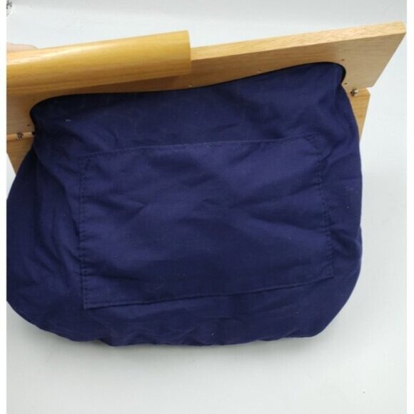 Old Navy Retro Style Wood handle Clutch Navy Blue Off White - Picture 7 of 15